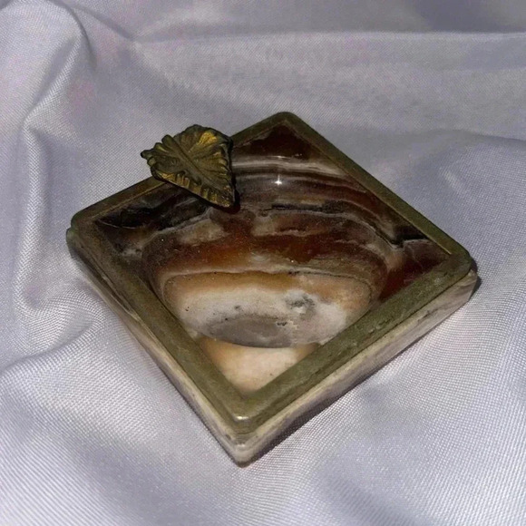 Vintage Art Deco Onyx Marble Ashtray & Heart Trinket Box Set - Picture 2 of 10